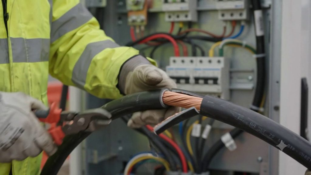 Preparing heavy-duty cable for commercial EV charger installation